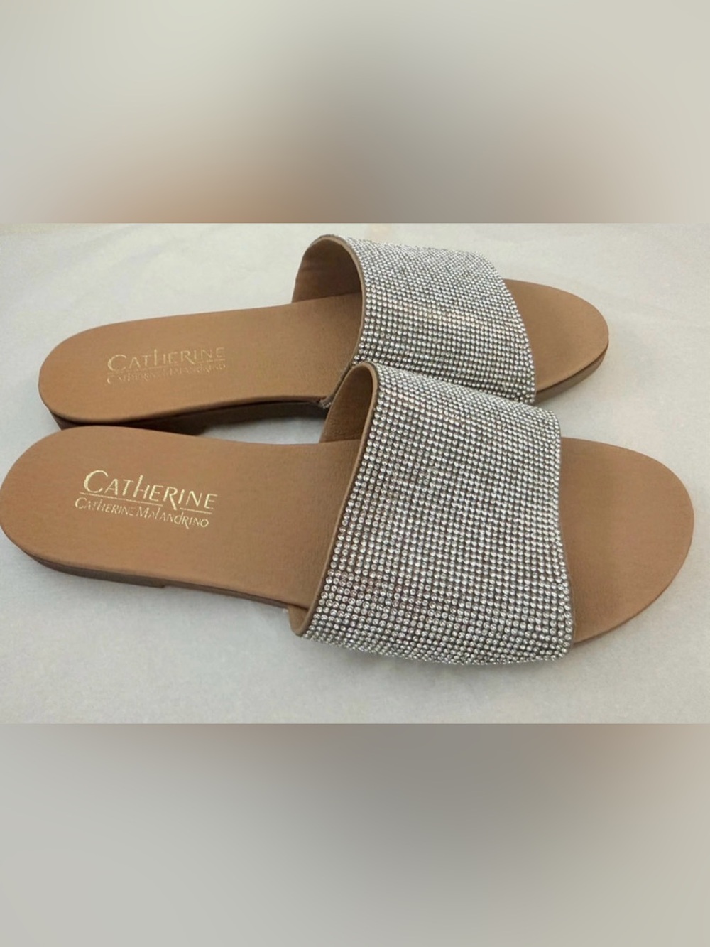 Catherine Malandrino Crystal Rhinestone Slide
Sandals Silver Sparkle Flat Slides